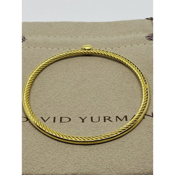 DAVID YURMAN Confetti Bangle Bracelet Diamonds 18K Yellow Gold  7.5” 2.6MM Wide - Picture 7 of 10